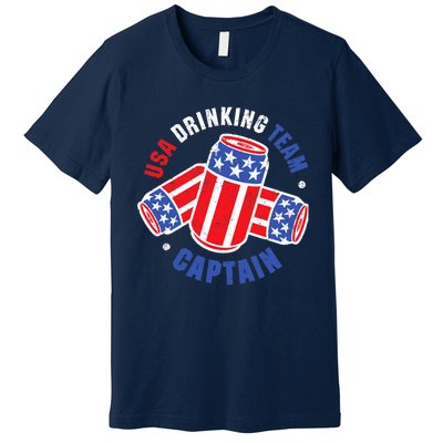 4th Of July Beer Can Flag Design USA Drinking Team Tees Premium T-Shirt