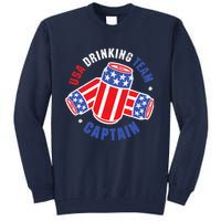 4th Of July Beer Can Flag Design USA Drinking Team Tees Tall Sweatshirt