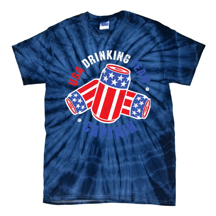 4th Of July Beer Can Flag Design USA Drinking Team Tees Tie-Dye T-Shirt