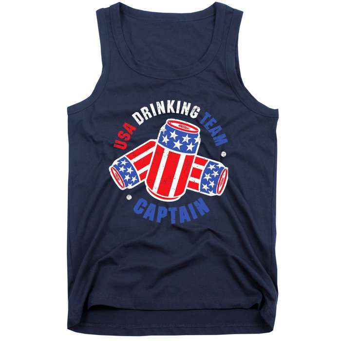 4th Of July Beer Can Flag Design USA Drinking Team Tees Tank Top