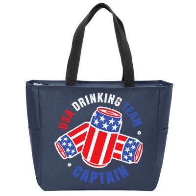 4th Of July Beer Can Flag Design USA Drinking Team Tees Zip Tote Bag