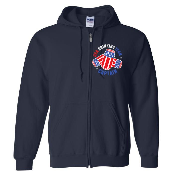 4th Of July Beer Can Flag Design USA Drinking Team Tees Full Zip Hoodie