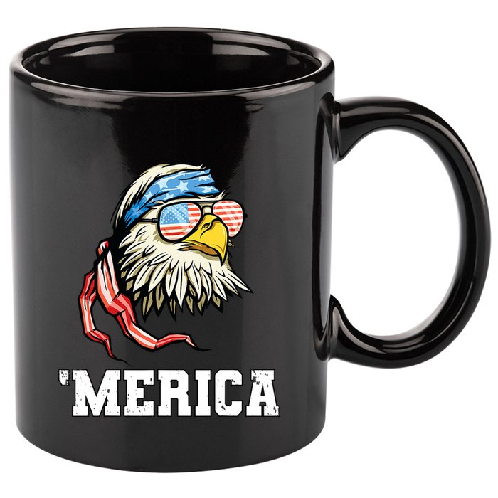4th Of July Merica Usa Flag Bald Eagle Patriotic Veteran 11oz C Handle Ceramic Mug