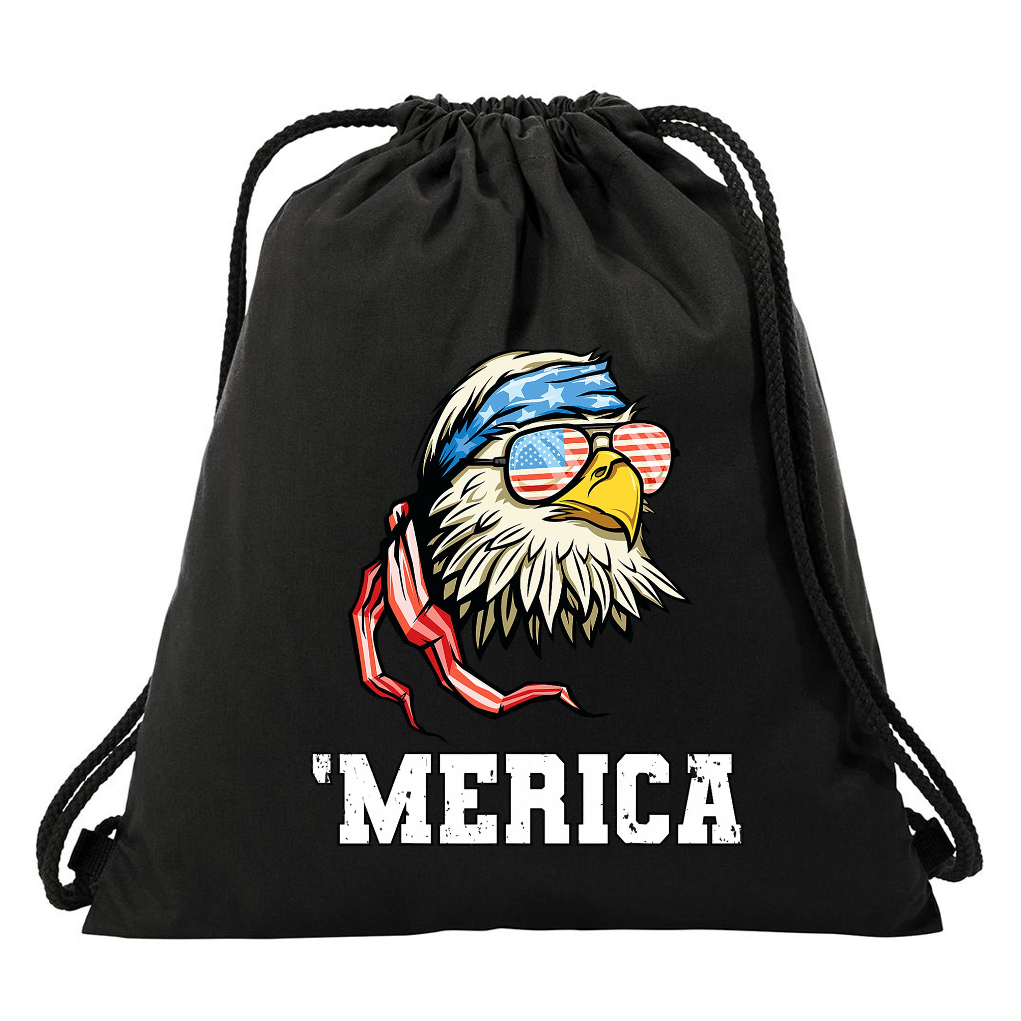 4th Of July Merica Usa Flag Bald Eagle Patriotic Veteran Drawstring Bag