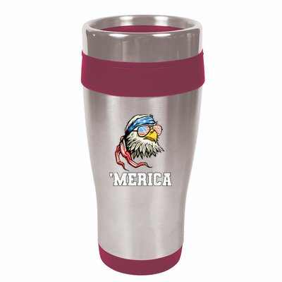 4th Of July Merica Usa Flag Bald Eagle Patriotic Veteran 16oz Travel Tumbler