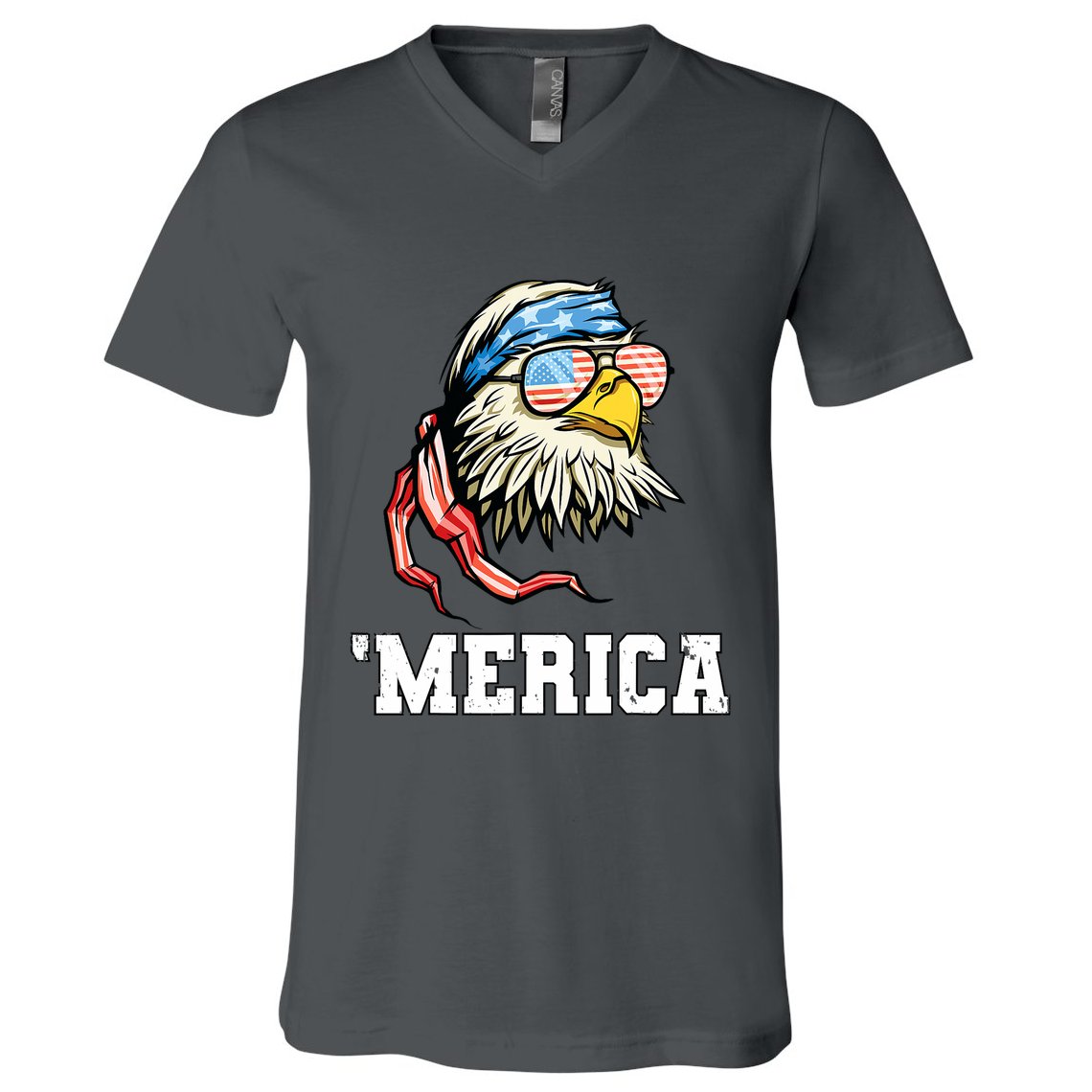 4th Of July Merica Usa Flag Bald Eagle Patriotic Veteran V-Neck T-Shirt
