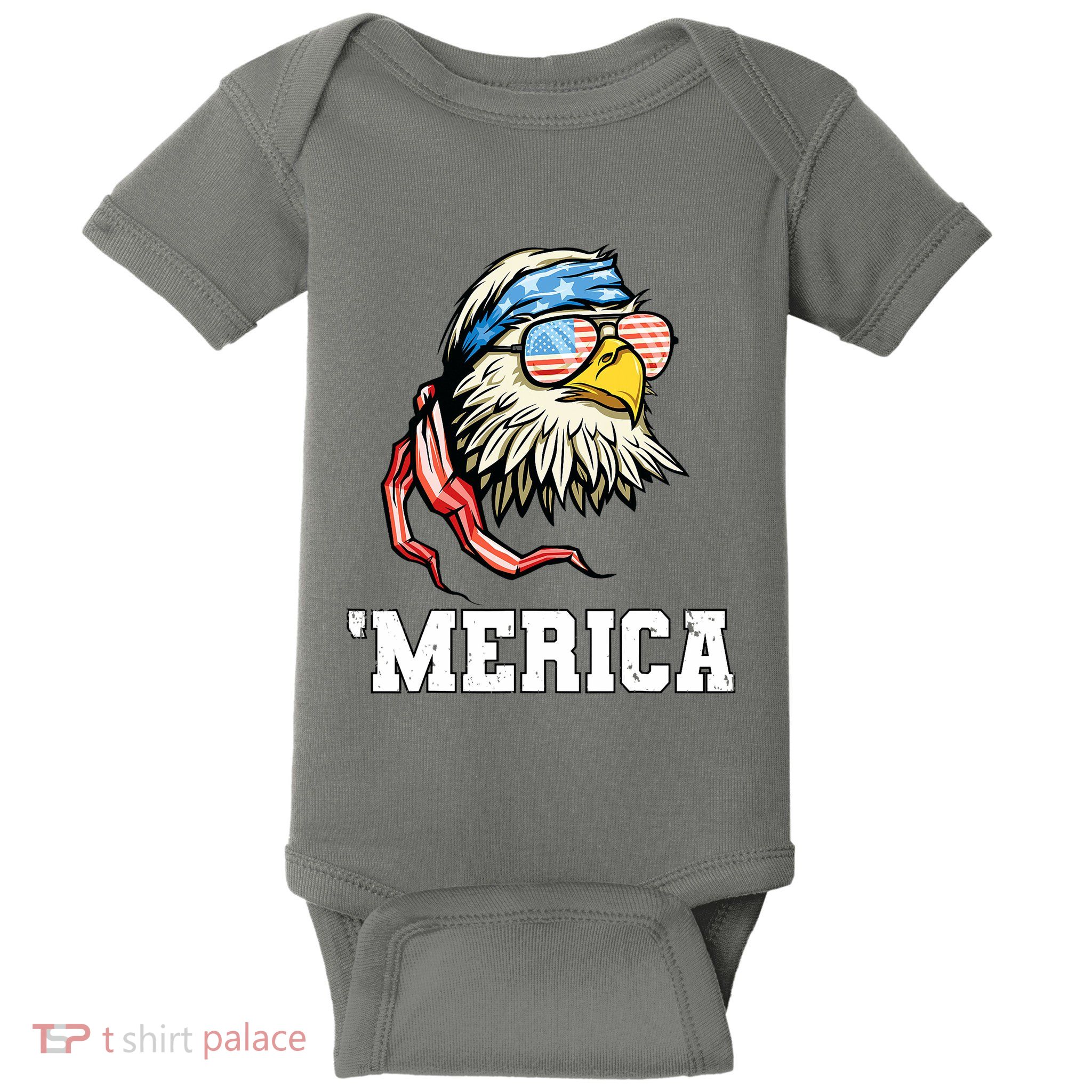 4th Of July Merica Usa Flag Bald Eagle Patriotic Veteran Baby Bodysuit