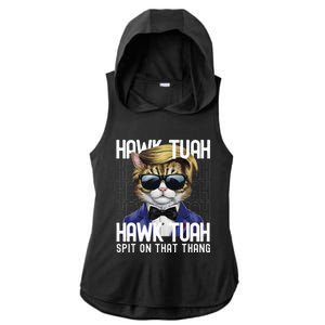 4th Of July Patriotic Cat Usa Hawk Tuah Spit On That Thing Ladies PosiCharge Tri-Blend Wicking Draft Hoodie Tank