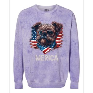 4th Of July Patriotic Brussels Griffon Dog Merica Colorblast Crewneck Sweatshirt