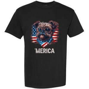 4th Of July Patriotic Brussels Griffon Dog Merica Garment-Dyed Heavyweight T-Shirt