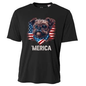 4th Of July Patriotic Brussels Griffon Dog Merica Cooling Performance Crew T-Shirt