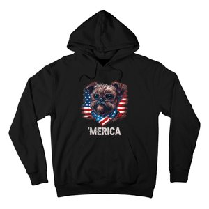 4th Of July Patriotic Brussels Griffon Dog Merica Hoodie