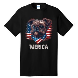 4th Of July Patriotic Brussels Griffon Dog Merica Tall T-Shirt