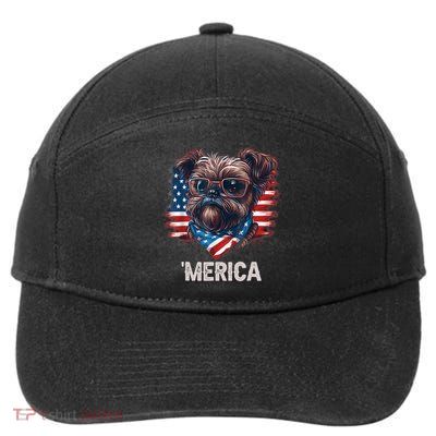 4th Of July Patriotic Brussels Griffon Dog Merica 7-Panel Snapback Hat