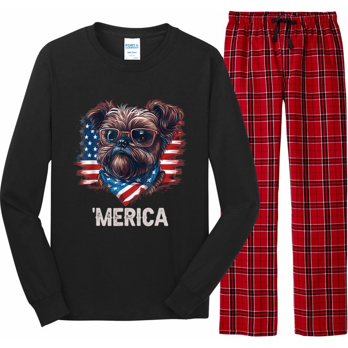 4th Of July Patriotic Brussels Griffon Dog Merica Long Sleeve Pajama Set