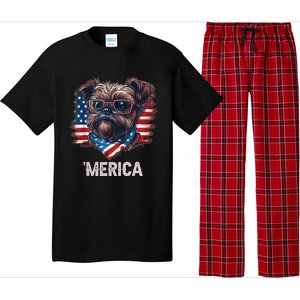 4th Of July Patriotic Brussels Griffon Dog Merica Pajama Set