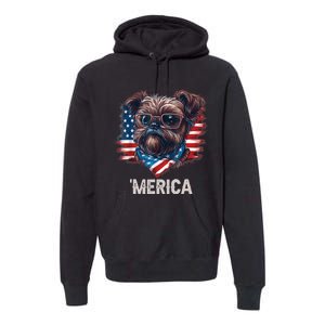 4th Of July Patriotic Brussels Griffon Dog Merica Premium Hoodie