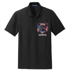 4th Of July Patriotic Brussels Griffon Dog Merica Dry Zone Grid Polo