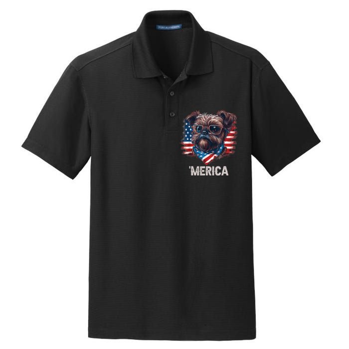 4th Of July Patriotic Brussels Griffon Dog Merica Dry Zone Grid Polo