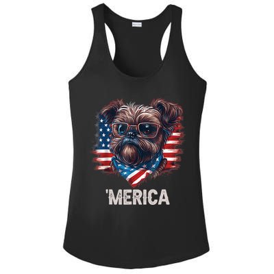 4th Of July Patriotic Brussels Griffon Dog Merica Ladies PosiCharge Competitor Racerback Tank