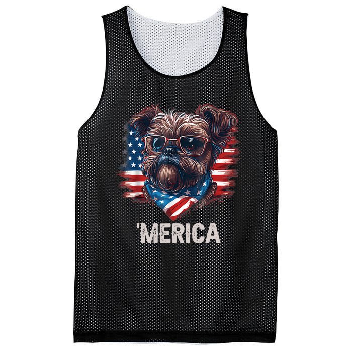 4th Of July Patriotic Brussels Griffon Dog Merica Mesh Reversible Basketball Jersey Tank