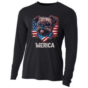 4th Of July Patriotic Brussels Griffon Dog Merica Cooling Performance Long Sleeve Crew