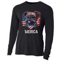 4th Of July Patriotic Brussels Griffon Dog Merica Cooling Performance Long Sleeve Crew