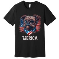 4th Of July Patriotic Brussels Griffon Dog Merica Premium T-Shirt