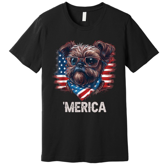 4th Of July Patriotic Brussels Griffon Dog Merica Premium T-Shirt