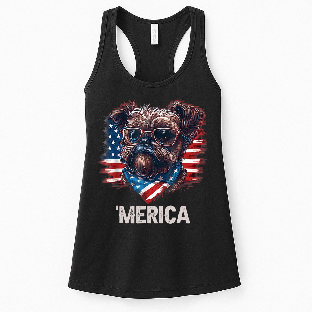 4th Of July Patriotic Brussels Griffon Dog Merica Womens Tank Top