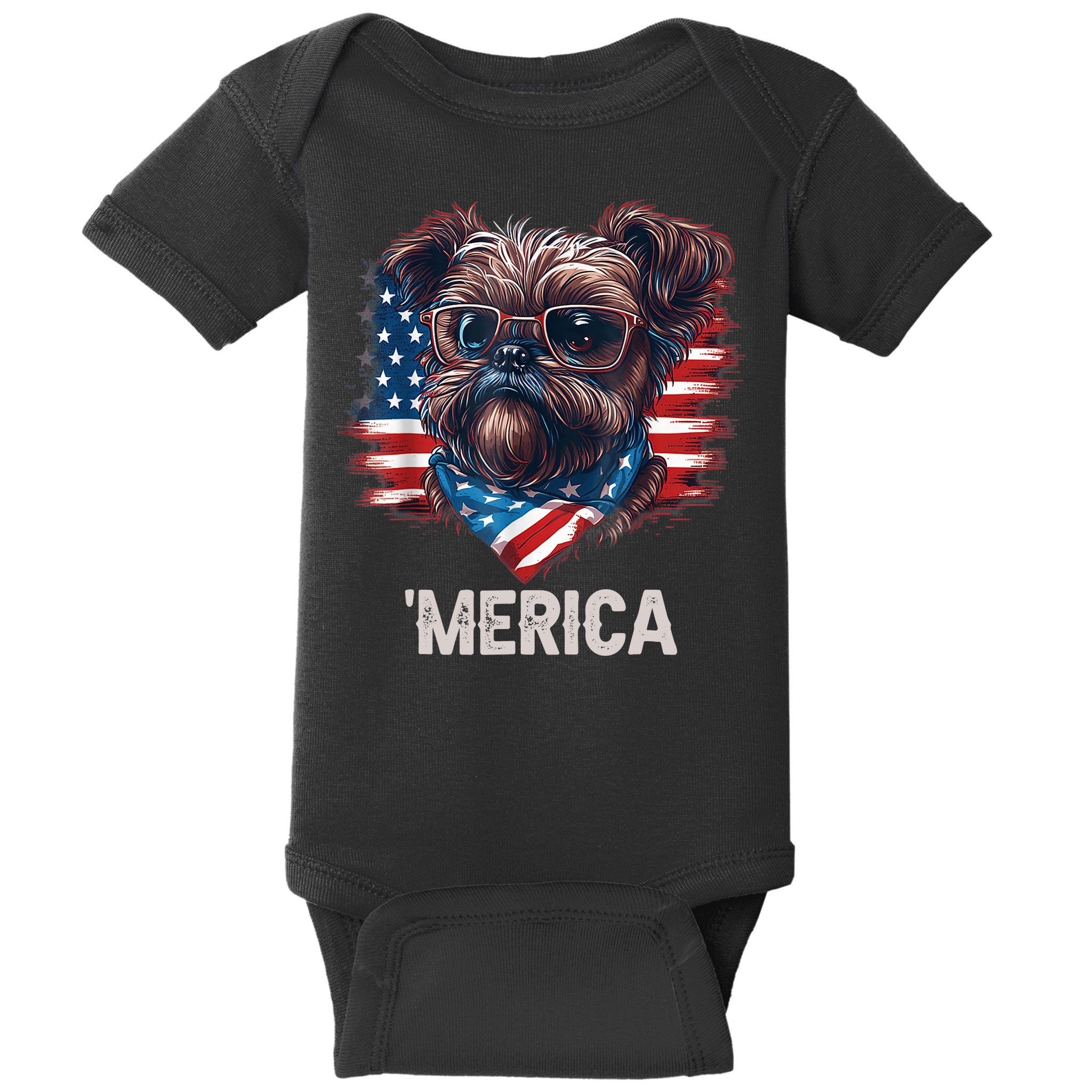 4th Of July Patriotic Brussels Griffon Dog Merica Baby Bodysuit