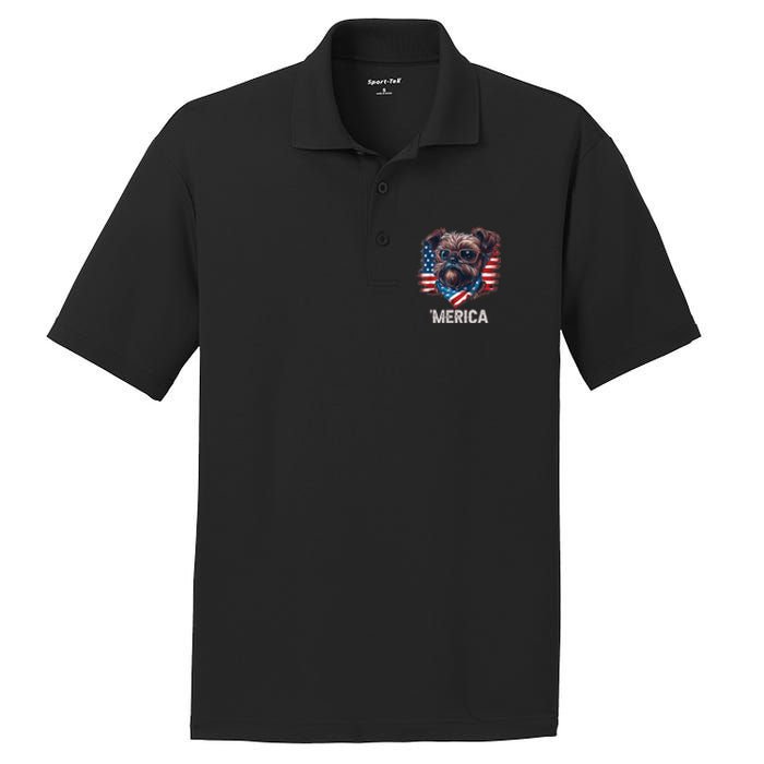 4th Of July Patriotic Brussels Griffon Dog Merica PosiCharge RacerMesh Polo