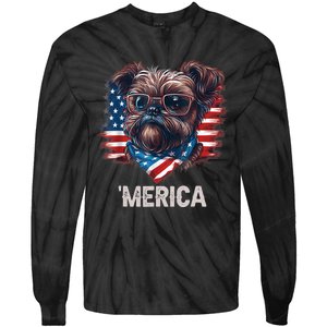 4th Of July Patriotic Brussels Griffon Dog Merica Tie-Dye Long Sleeve Shirt