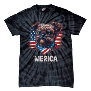 4th Of July Patriotic Brussels Griffon Dog Merica Tie-Dye T-Shirt