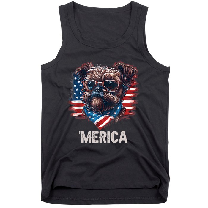 4th Of July Patriotic Brussels Griffon Dog Merica Tank Top