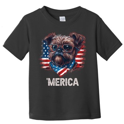 4th Of July Patriotic Brussels Griffon Dog Merica Toddler T-Shirt