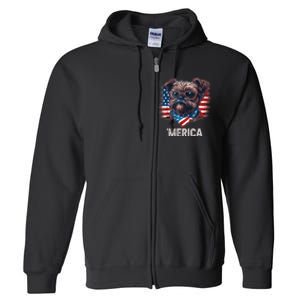 4th Of July Patriotic Brussels Griffon Dog Merica Full Zip Hoodie