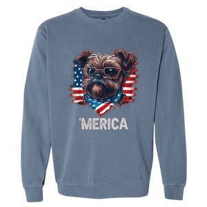 4th Of July Patriotic Brussels Griffon Dog Merica Garment-Dyed Sweatshirt