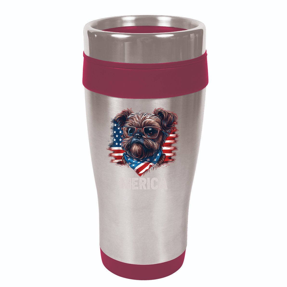 4th Of July Patriotic Brussels Griffon Dog Merica 16oz Travel Tumbler