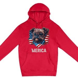 4th Of July Patriotic Brussels Griffon Dog Merica Premium Pullover Hoodie