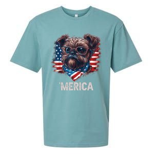 4th Of July Patriotic Brussels Griffon Dog Merica Sueded Cloud Jersey T-Shirt