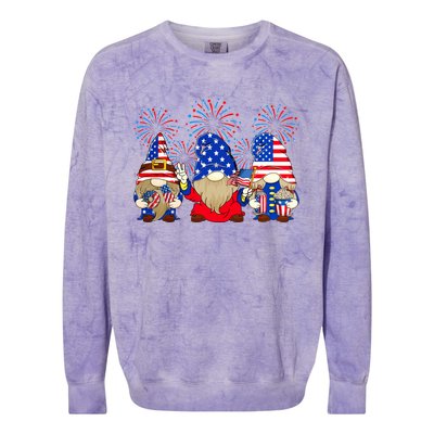 4th Of July Funny Gnomes American Flag Gnome Squad Cousin Funny Gift Colorblast Crewneck Sweatshirt