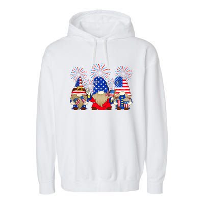 4th Of July Funny Gnomes American Flag Gnome Squad Cousin Funny Gift Garment-Dyed Fleece Hoodie