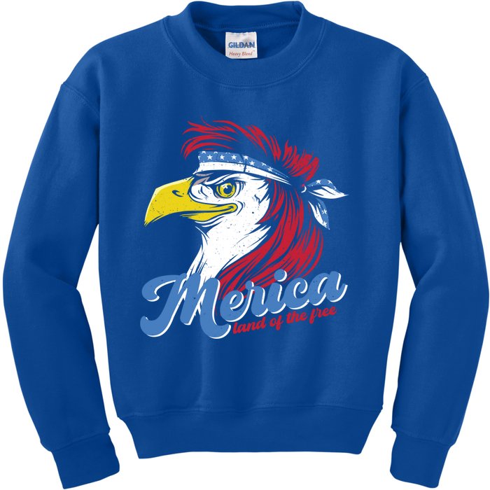 4th Of July Merica Mullet Eagle Independence Day Us Flag Gift Kids Sweatshirt