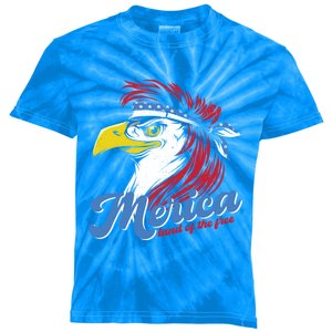 4th Of July Merica Mullet Eagle Independence Day Us Flag Gift Kids Tie-Dye T-Shirt