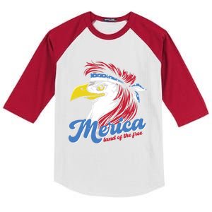 4th Of July Merica Mullet Eagle Independence Day Us Flag Gift Kids Colorblock Raglan Jersey