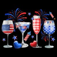4th Of July Wine Glasses Independence Day American Flag  Bucket Hat