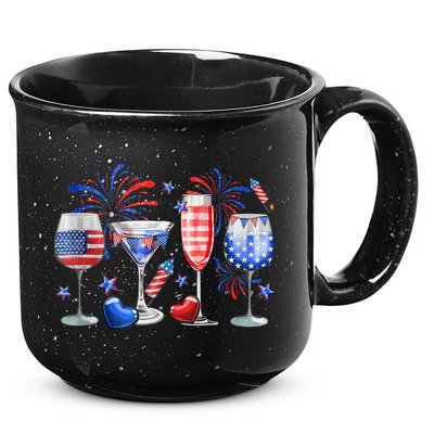 4th Of July Wine Glasses Independence Day American Flag  15oz Campfire Ceramic Mug