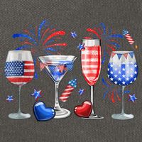 4th Of July Wine Glasses Independence Day American Flag  Cotton Canvas Backpack