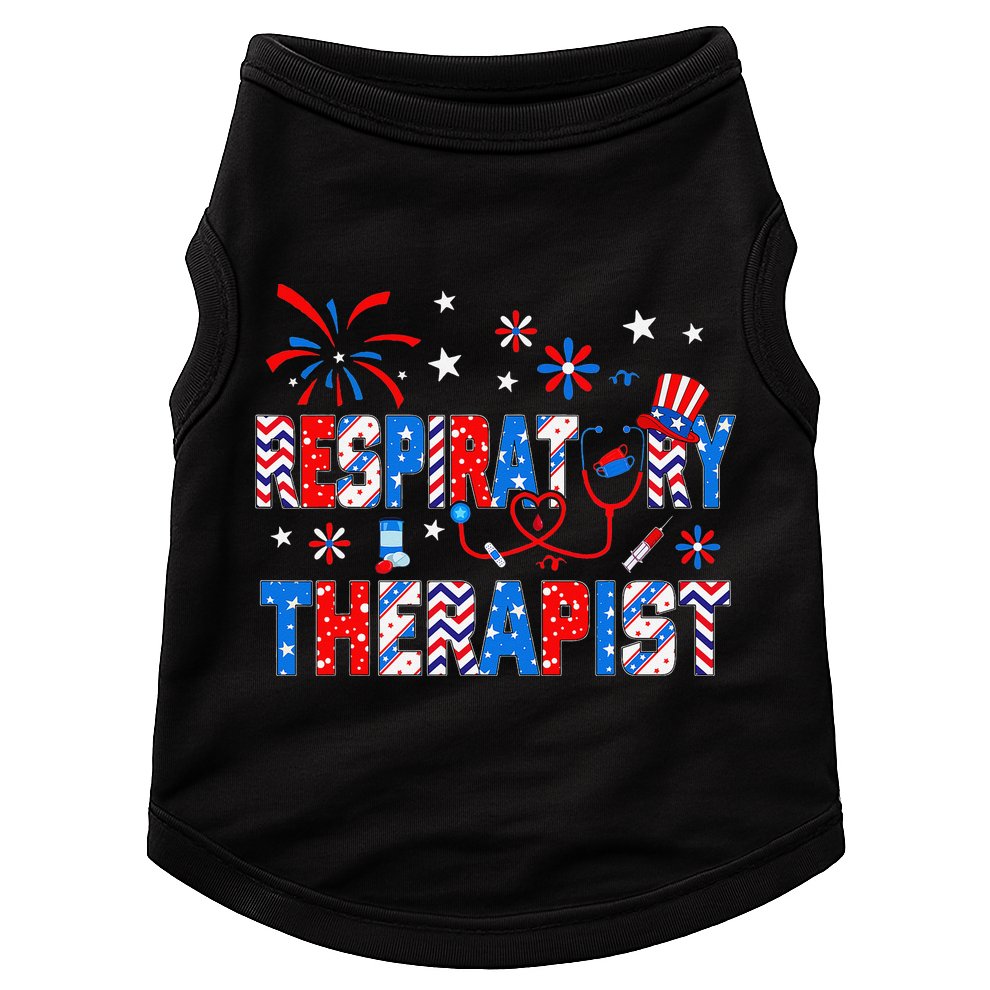 4th Of July For Wo Stethoscope Respiratory Therapist RT Doggie Tank